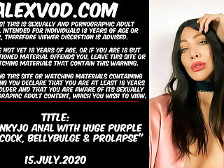 Hotkinkyjo ravage her ass with huge purple horse cock&comma; stomach bulge & rosebutt